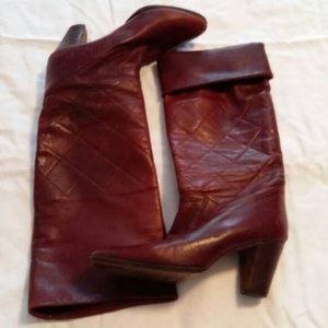 Vintage Oxblood Leather Boots - Size 38